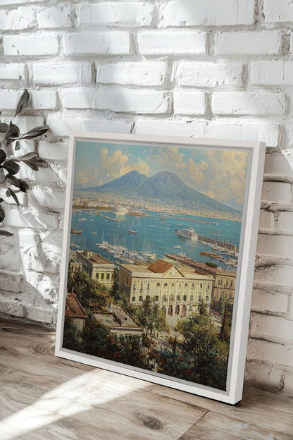 OLEKA CANVAS - BAY OF GOLD, Oeuvre sur toile étirée, encadré Blanc