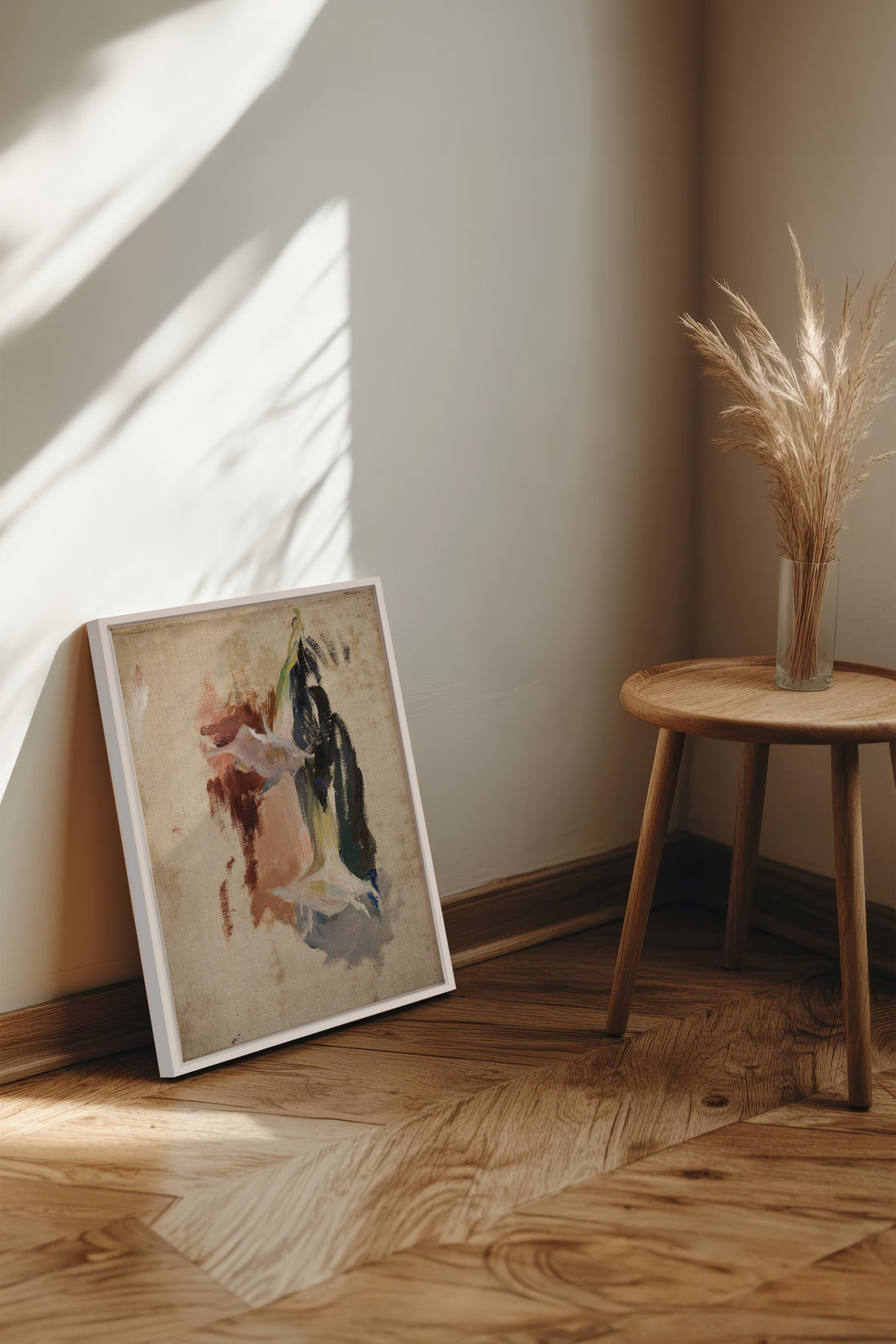 ORGANIC TRACE, Oeuvre sur toile étirée, encadré Blanc