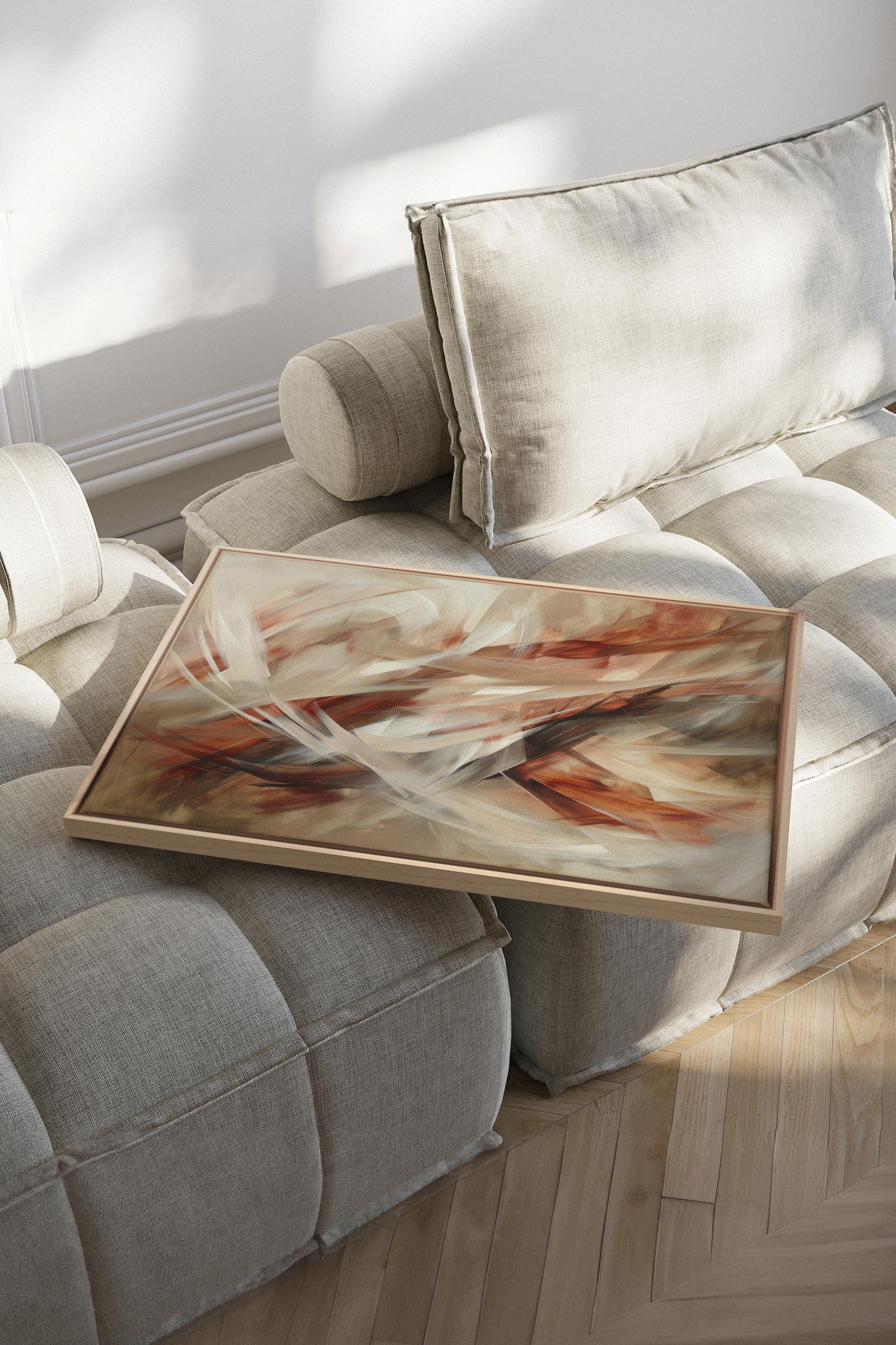 OLEKA CANVAS - BLAZING SWIRLS, Oeuvre sur toile étirée, encadré Naturel Clair