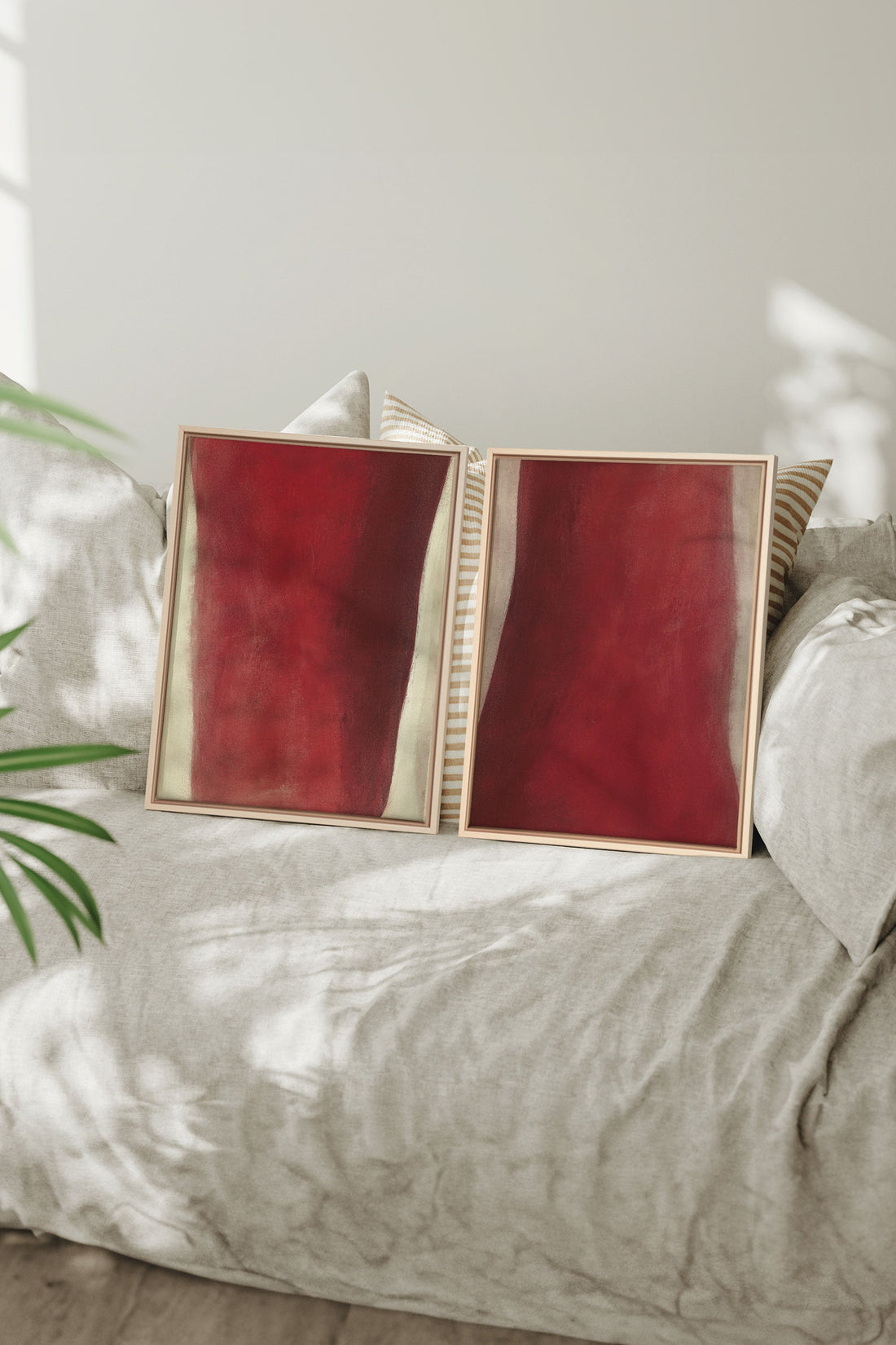 OLEKA CANVAS - TWIN FLAMES, 2 Oeuvres sur toile étirée, encadré Naturel Clair