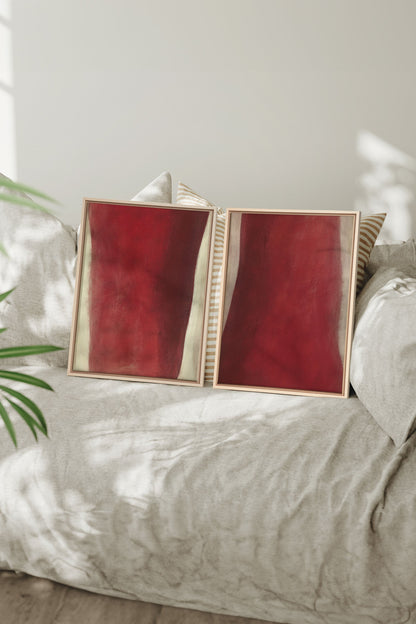 OLEKA CANVAS - TWIN FLAMES, 2 Oeuvres sur toile étirée, encadré Naturel Clair