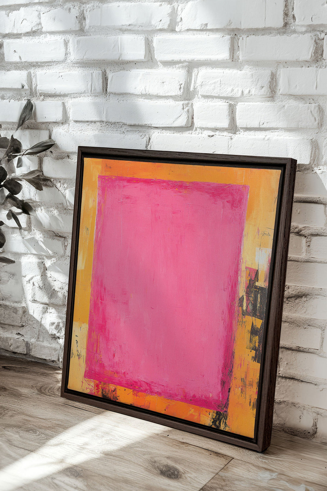 OLEKA CANVAS - COLOR BLAZE, Oeuvre sur toile étirée, encadré Brun Noyer