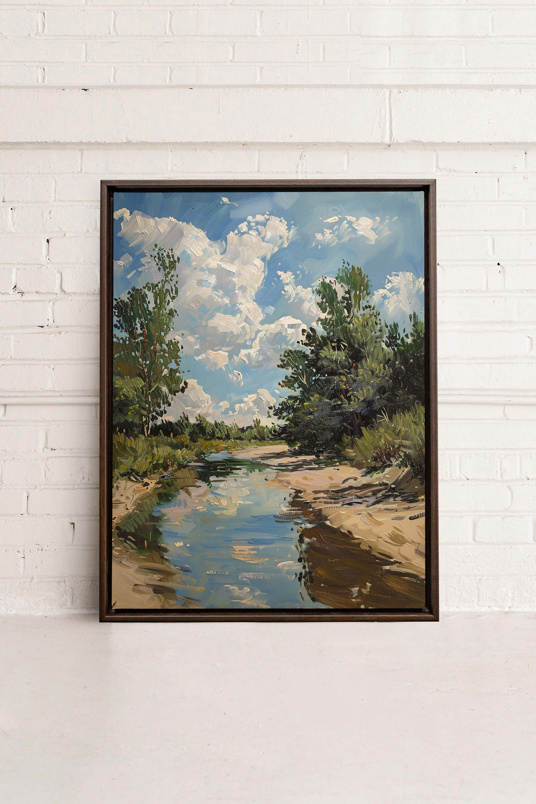 OLEKA CANVAS - CREEK MIRAGE, Oeuvre sur toile étirée, encadré Brun Noyer