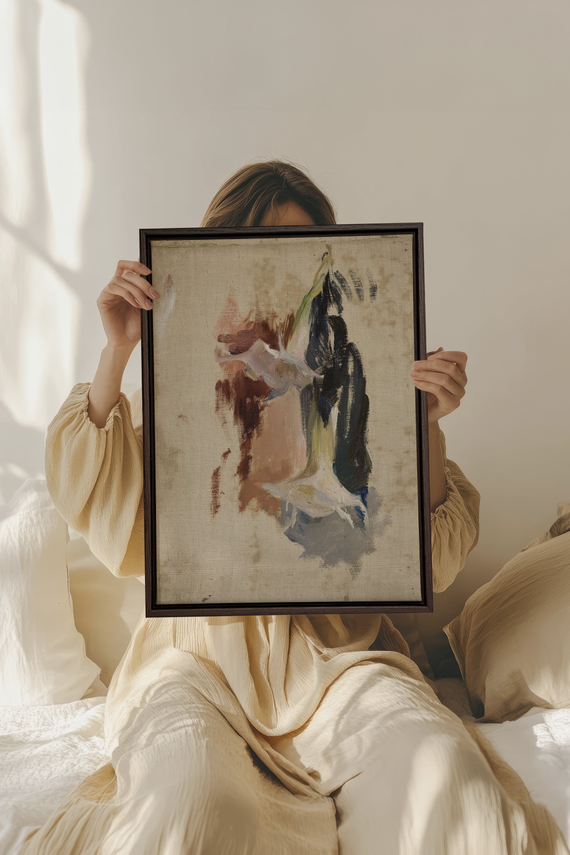 ORGANIC TRACE, Artwork on stretched canvas, framed in Walnut Brown