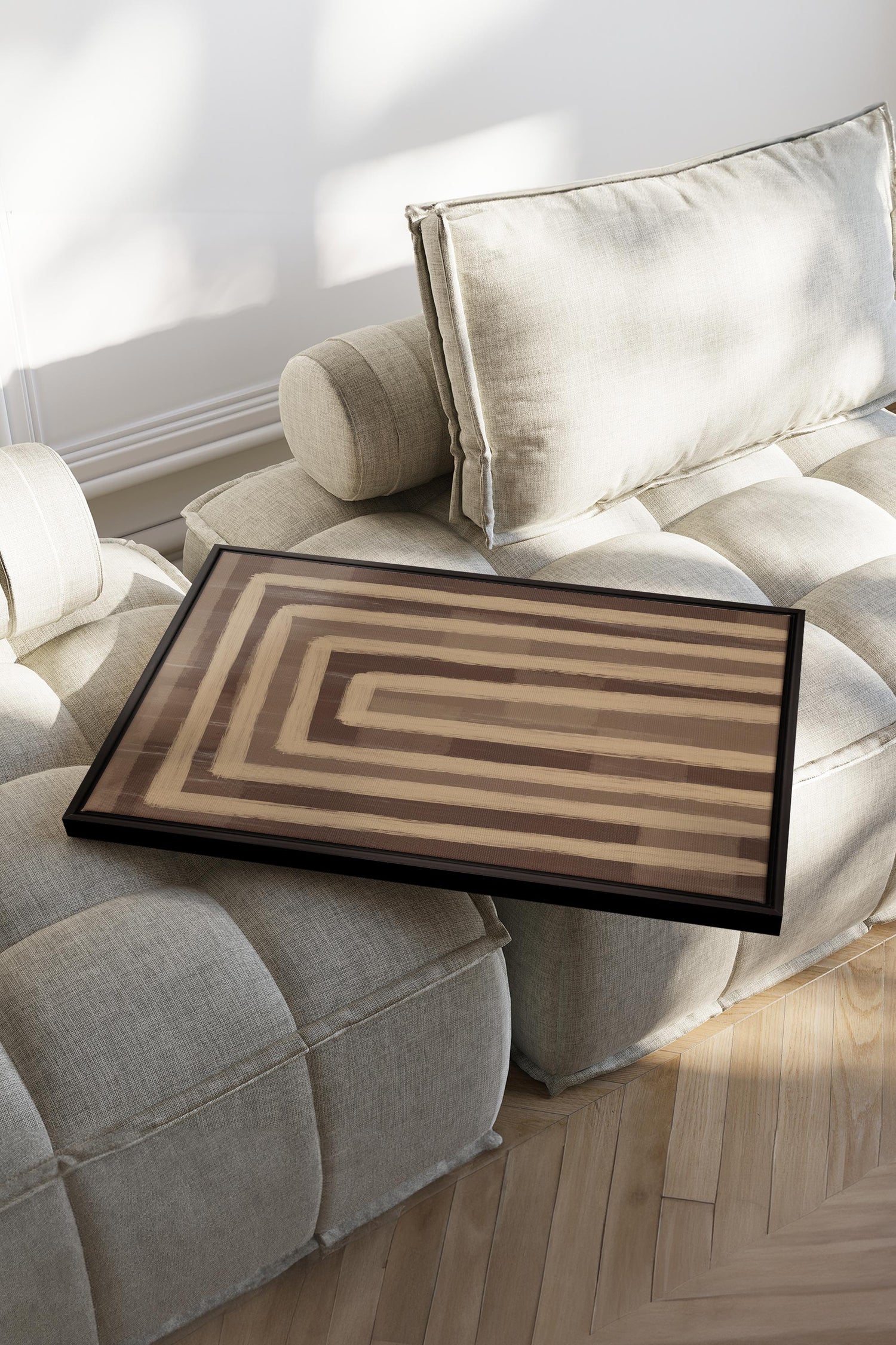 OLEKA CANVAS - GOLDEN MAZE, Oeuvre sur toile étirée, encadré Noir