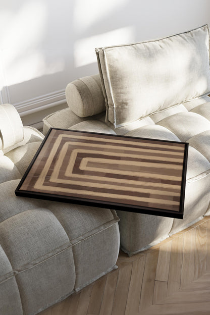 OLEKA CANVAS - GOLDEN MAZE, Oeuvre sur toile étirée, encadré Noir