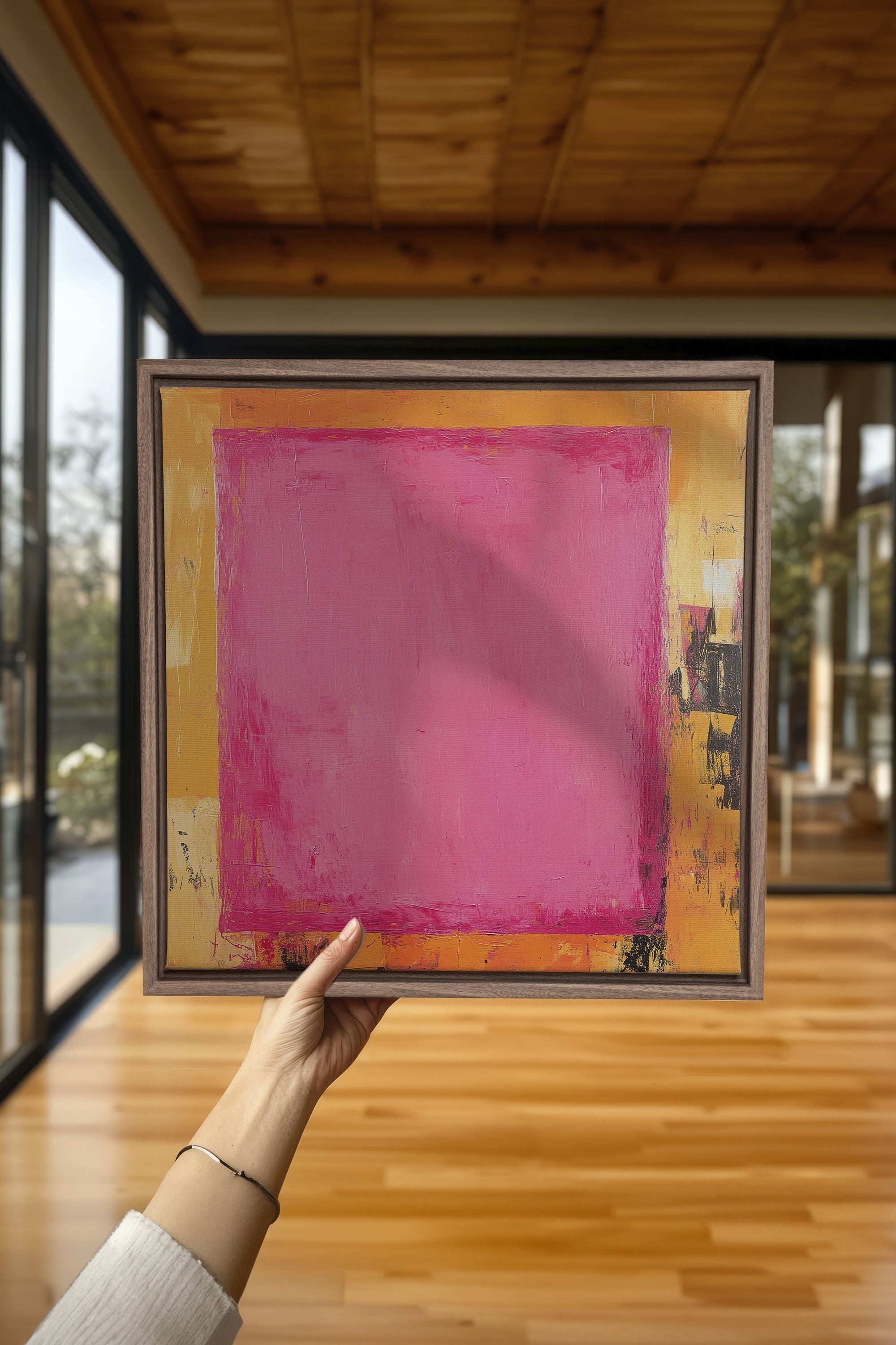 OLEKA CANVAS - COLOR BLAZE, Oeuvre sur toile étirée, encadré Brun Chêne