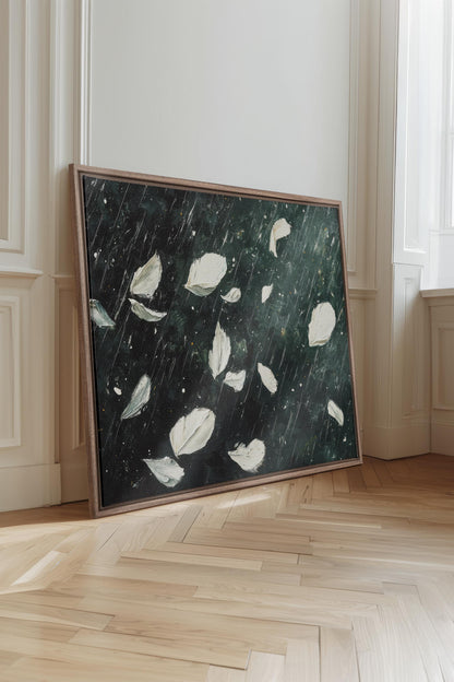 OLEKA CANVAS - PETALS IN THE NIGHT, Oeuvre sur toile étirée, encadré Brun Chêne