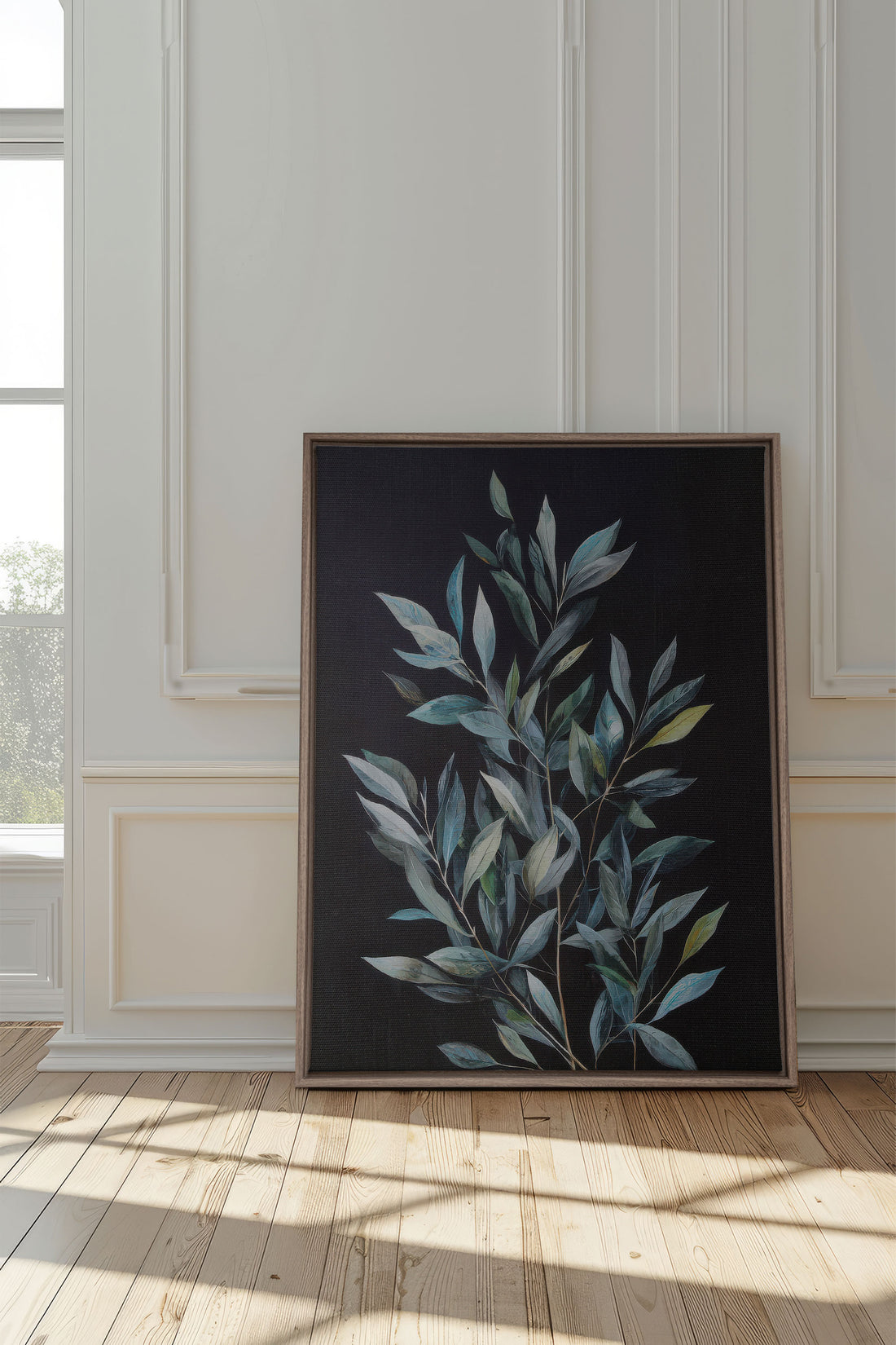 SILENCE BORÉAL, Work on stretched canvas, framed Oak Brown