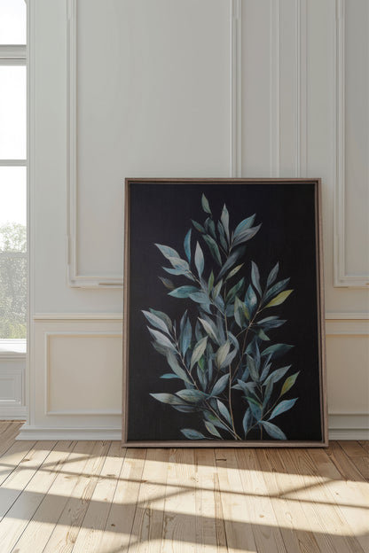 SILENCE BORÉAL, Work on stretched canvas, framed Oak Brown