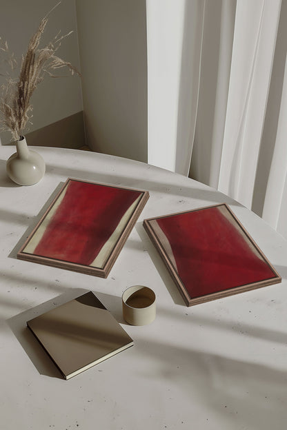 OLEKA CANVAS - TWIN FLAMES, 2 Oeuvres sur toile étirée, encadré Brun Chêne