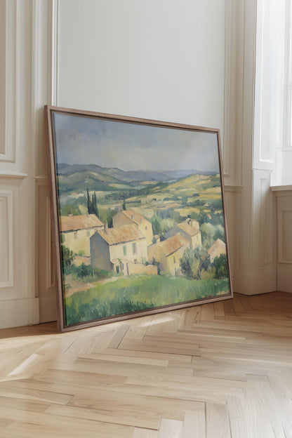 OLEKA CANVAS - VILLAGE IN BLOOM, Oeuvre sur toile étirée, encadré Brun Chêne