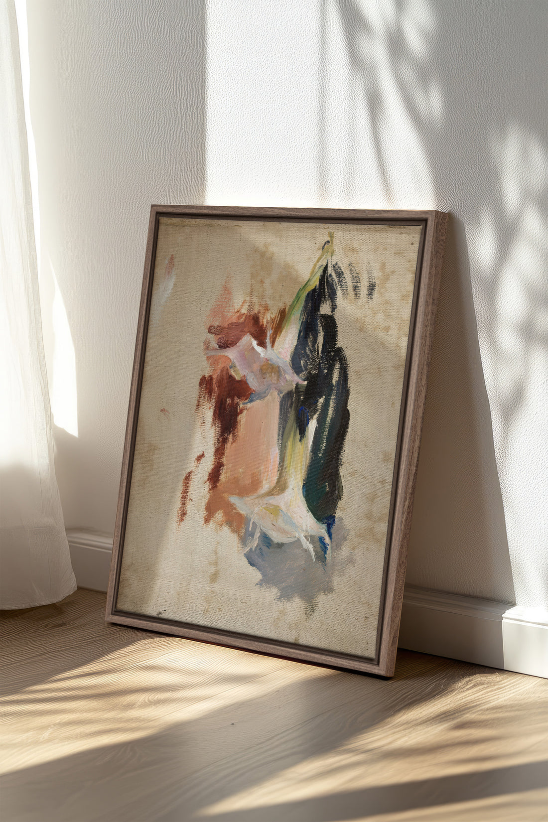 ORGANIC TRACE, Oeuvre sur toile étirée, encadré Brun Chêne