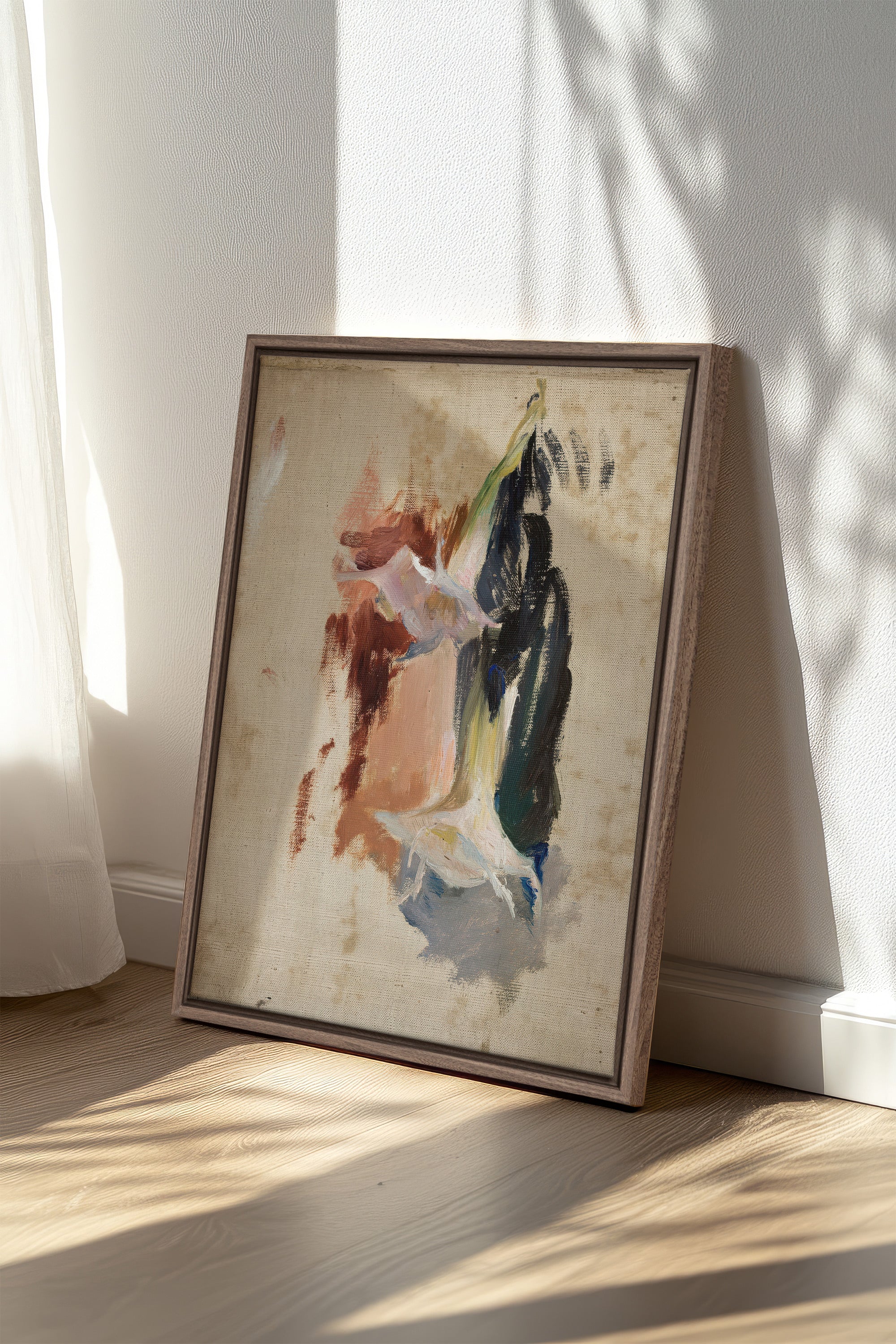 ORGANIC TRACE, Artwork on stretched canvas, framed Oak Brown