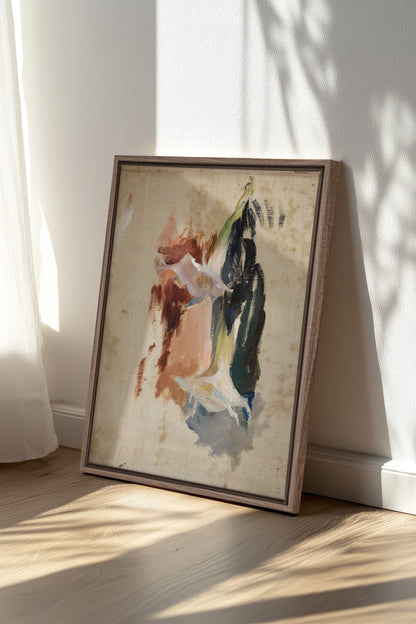 ORGANIC TRACE, Artwork on stretched canvas, framed Oak Brown