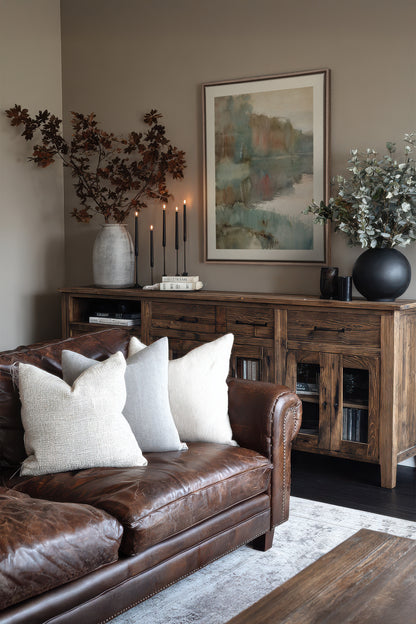 ÉCHO DU LAC, Artwork on stretched canvas, framed in Brown Oak