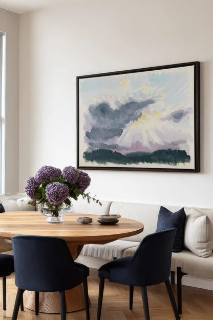 LAVENDER STORM, Work on stretched canvas, framed Black