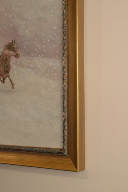 WINTER CHASE, Work on canvas, framed Vintage Gold