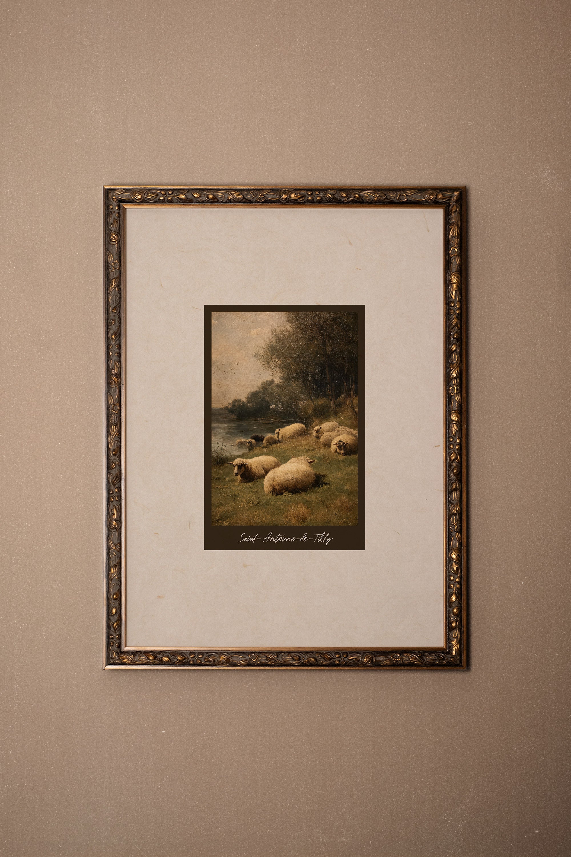 SAINT-ANTOINE-DE-TILLY, Oeuvre sur toile rigide, encadré Vintage Bronze