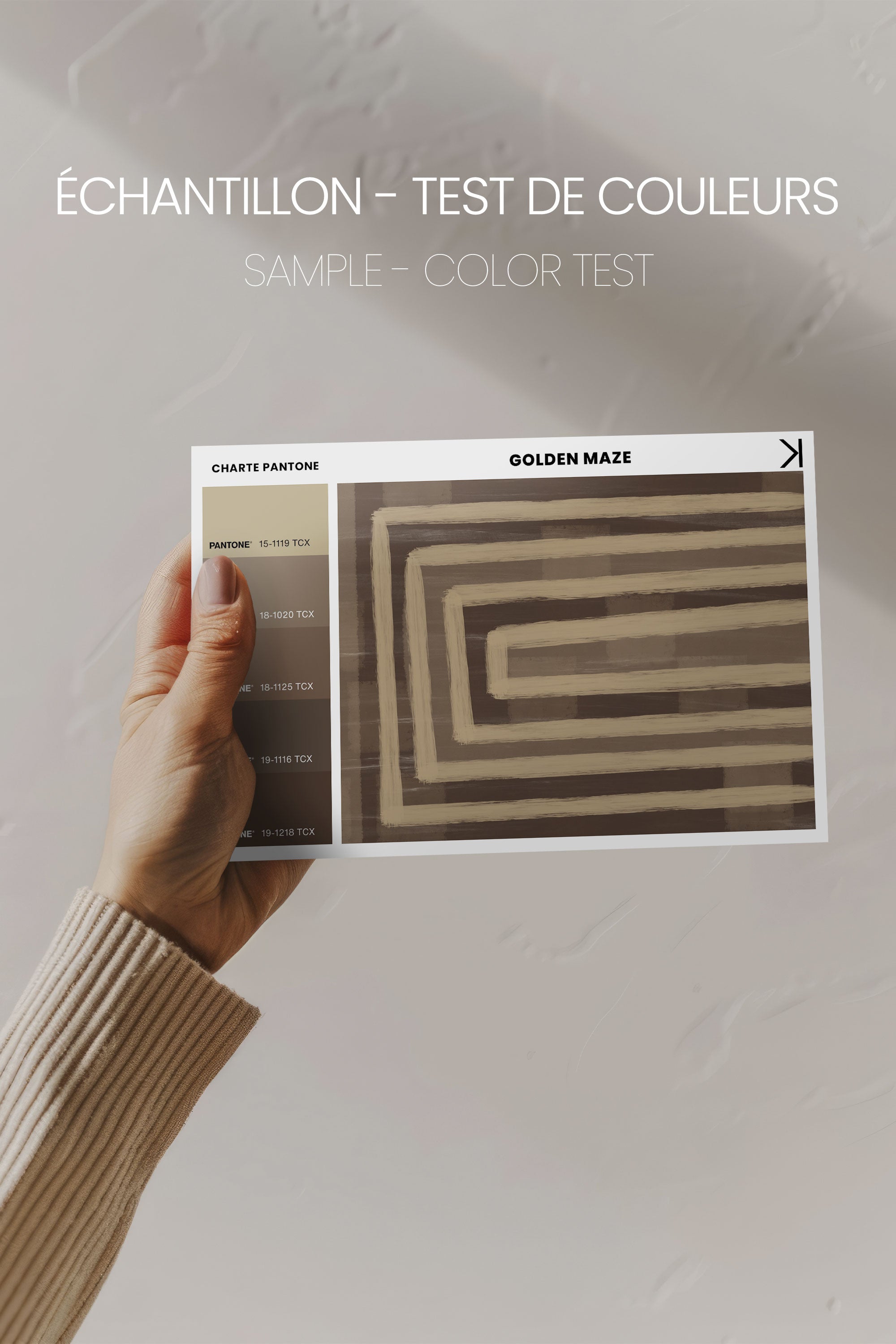 OLEKA CANVAS - GOLDEN MAZE, Oeuvre sur toile étirée, encadré Blanc