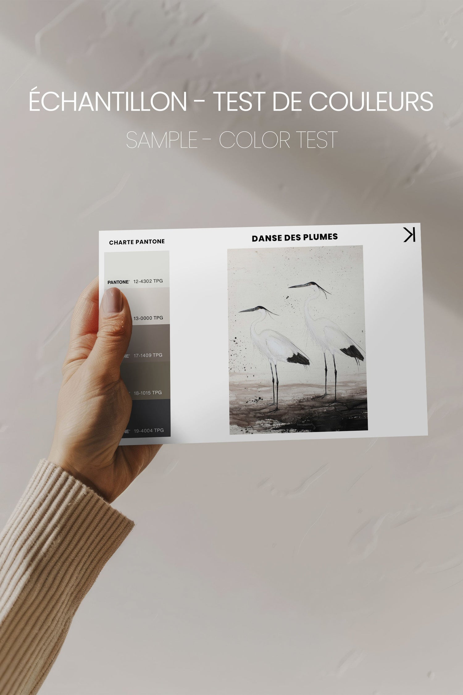 OLEKA CANVAS - DANSE DES PLUMES, Oeuvre sur toile étirée, encadré Naturel Clair