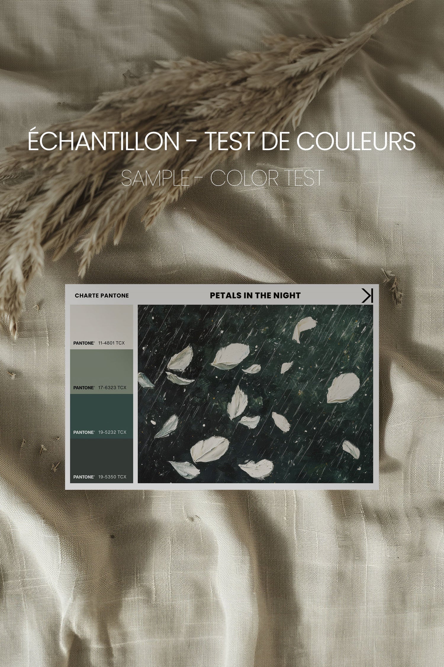 OLEKA CANVAS - PETALS IN THE NIGHT, Oeuvre sur toile étirée, encadré Naturel Clair