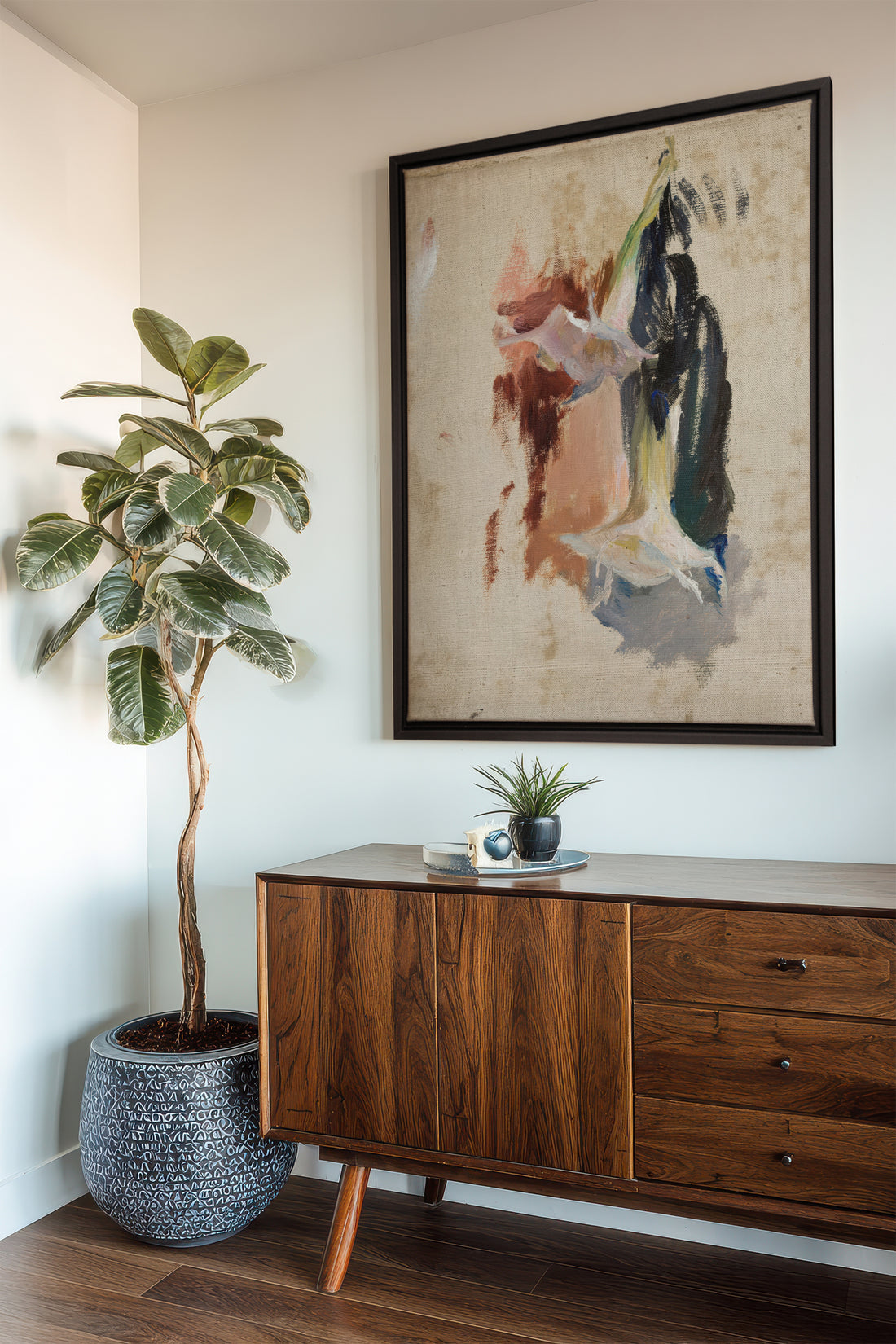 ORGANIC TRACE, Oeuvre sur toile étirée, encadré Noir