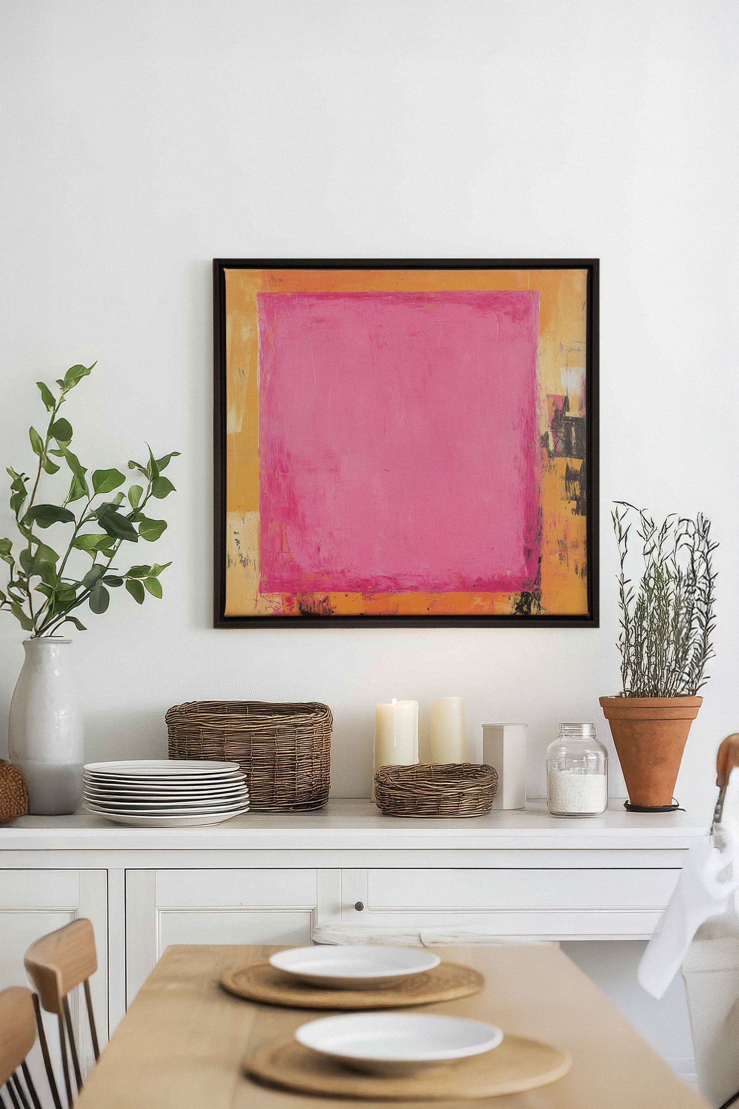 OLEKA CANVAS - COLOR BLAZE, Oeuvre sur toile étirée, encadré Noir