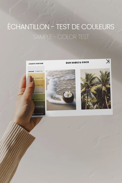 OLEKA CANVAS - DUO SABLE &amp; COCO, 2 Oeuvres sur toile étirée, encadré Brun Noyer