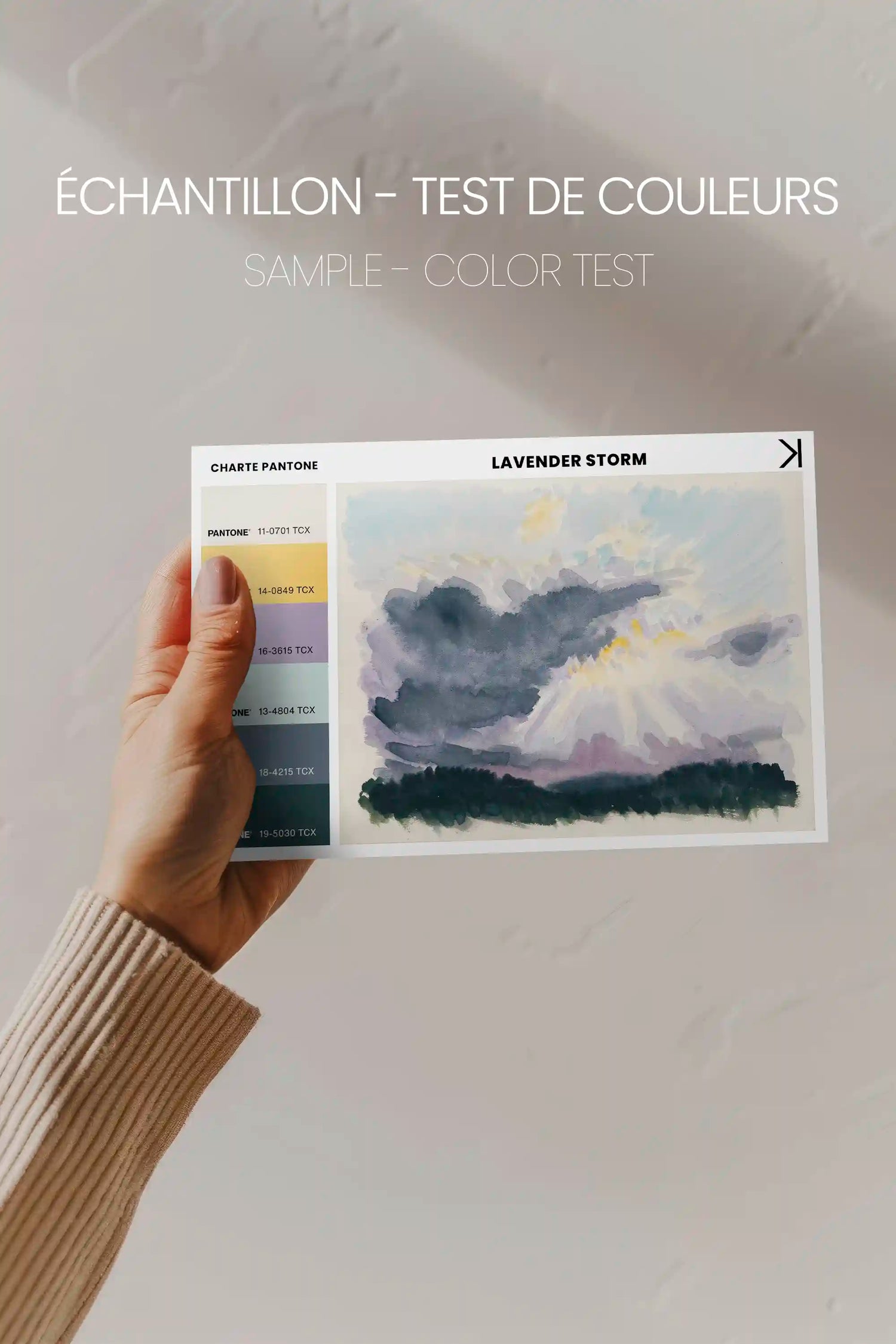 LAVENDER STORM, Work on stretched canvas, framed Black