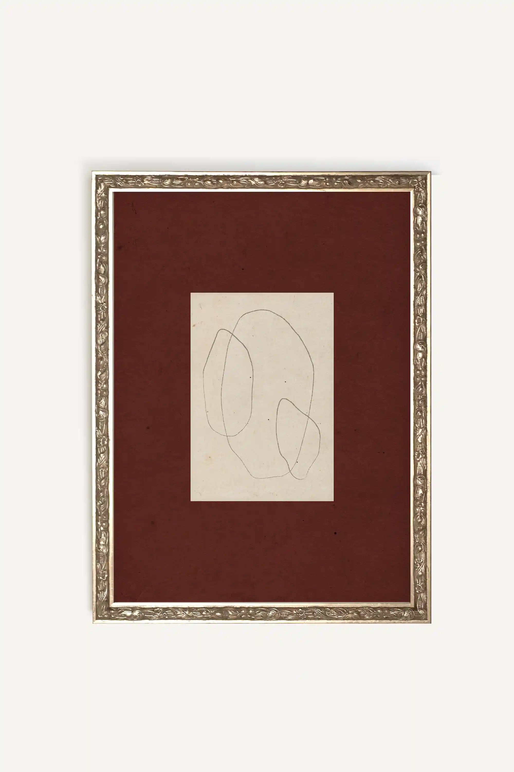 SOFT OUTLINE, Work on canvas, framed Vintage Silver