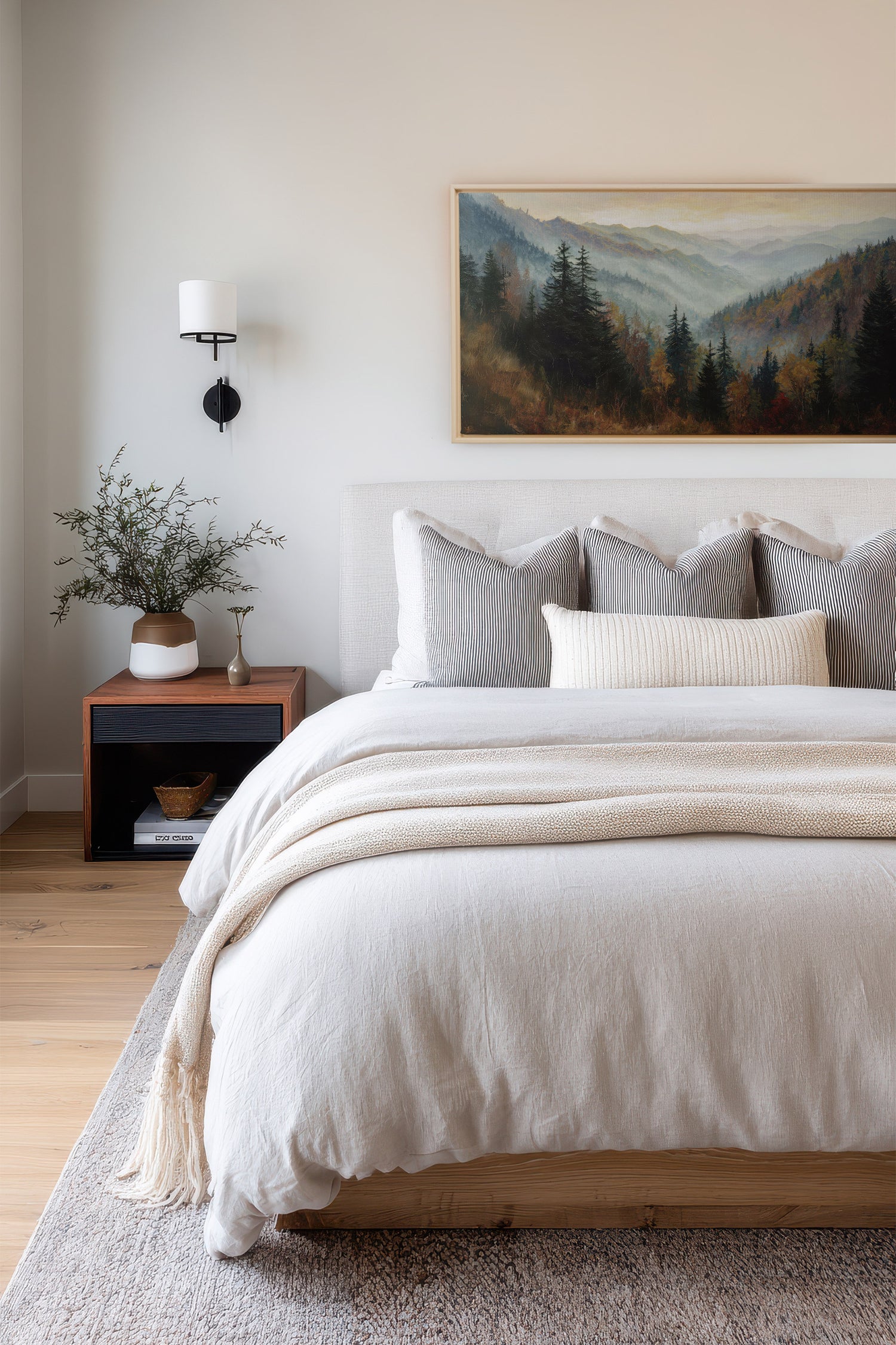 DAWN IN THE PINES, Oeuvre sur toile étirée, encadré Naturel Clair