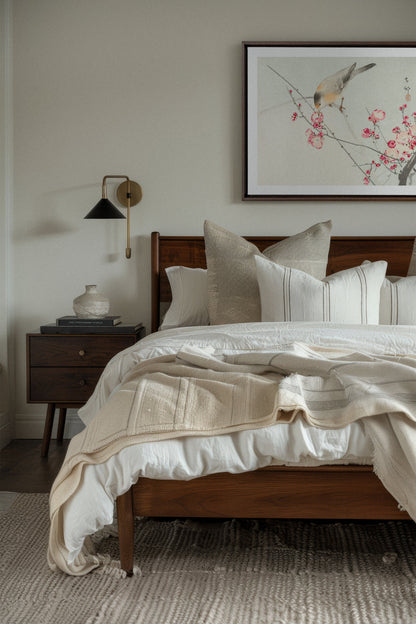 OLEKA CANVAS - SONGBIRD, Oeuvre sur toile étirée, encadré Brun Noyer