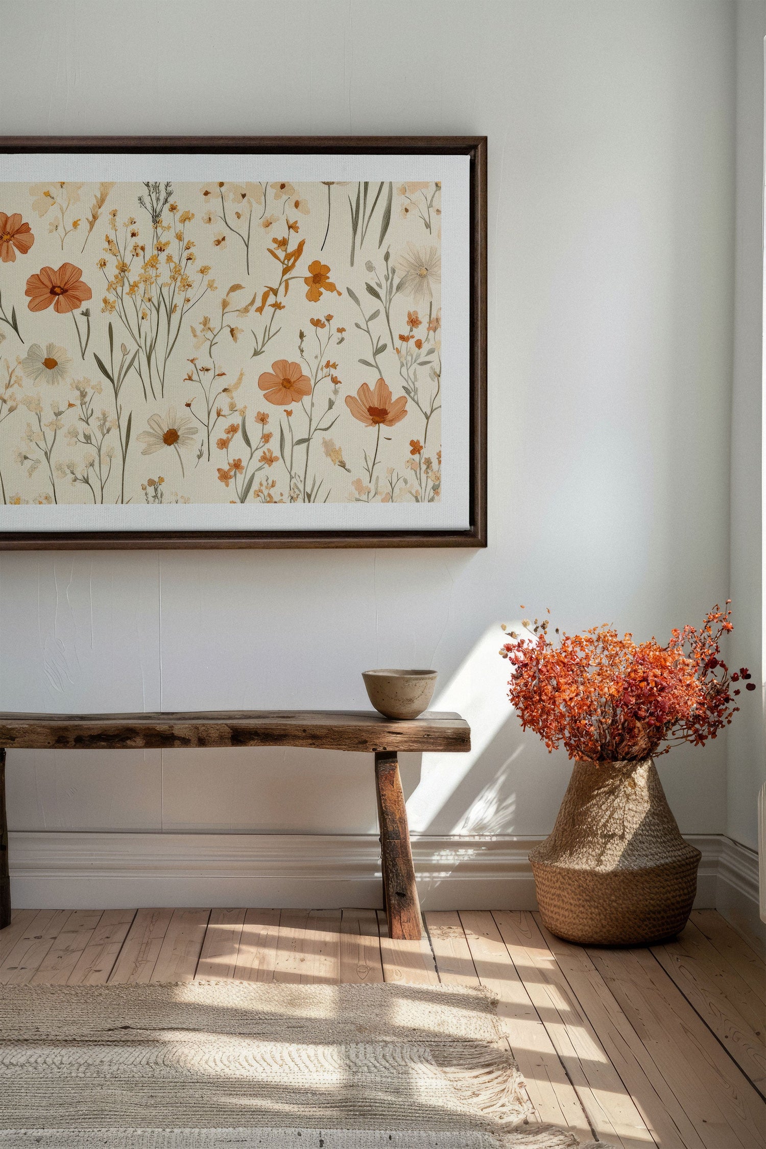 OLEKA CANVAS - AUTUMN GARDEN, Oeuvre sur toile étirée, encadré Brun Noyer