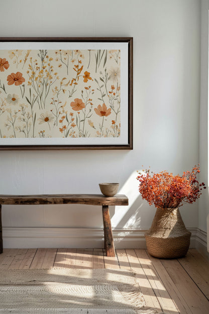 OLEKA CANVAS - AUTUMN GARDEN, Oeuvre sur toile étirée, encadré Brun Noyer