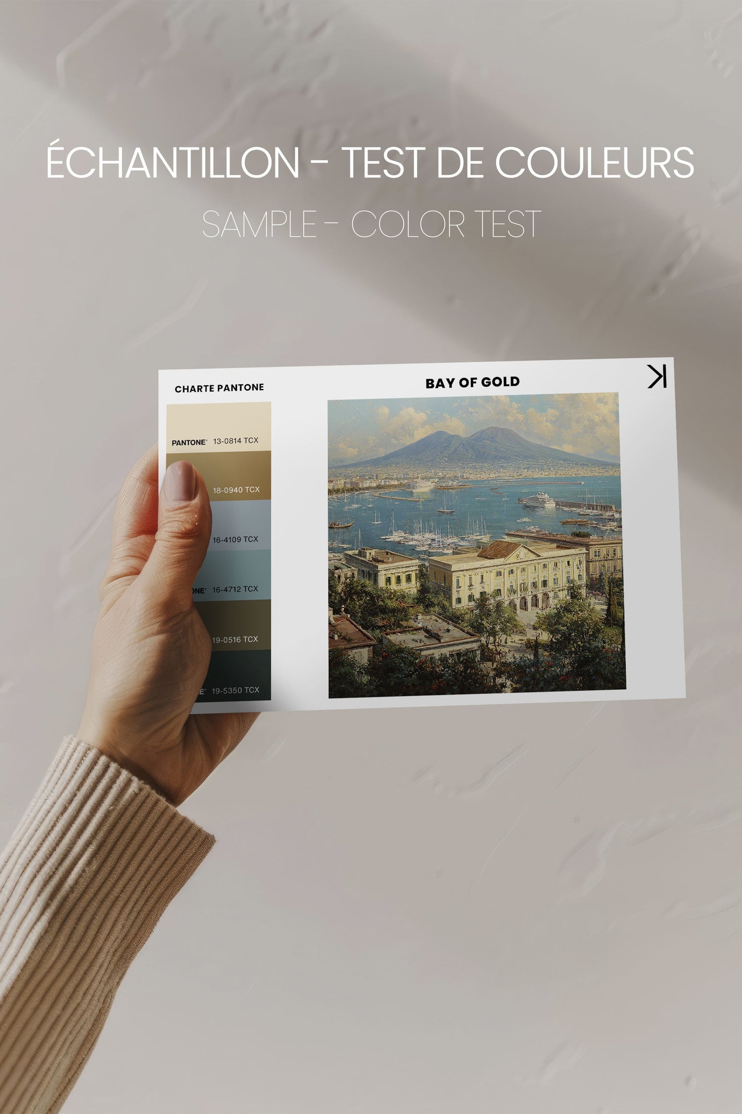 OLEKA CANVAS - BAY OF GOLD, Oeuvre sur toile étirée, encadré Blanc