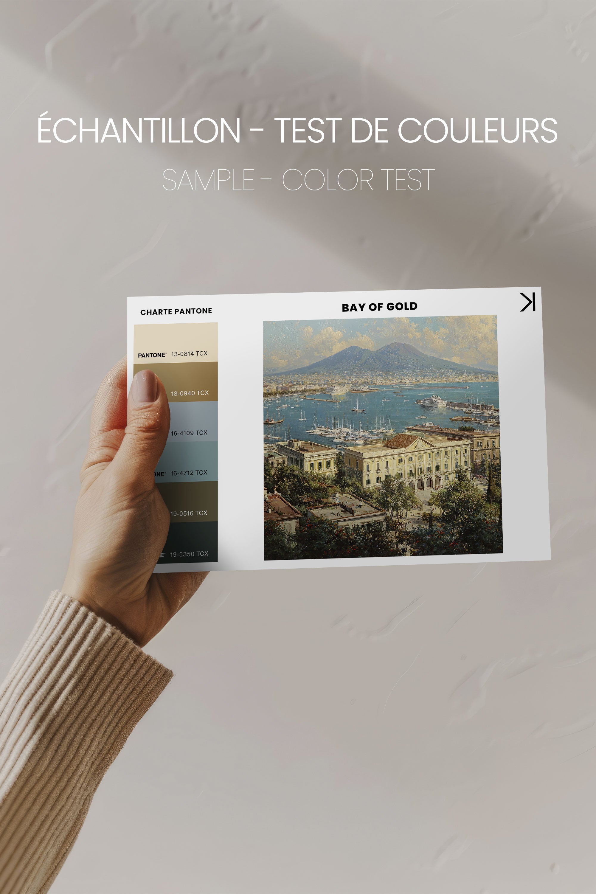 OLEKA CANVAS - BAY OF GOLD, Oeuvre sur toile étirée, encadré Blanc