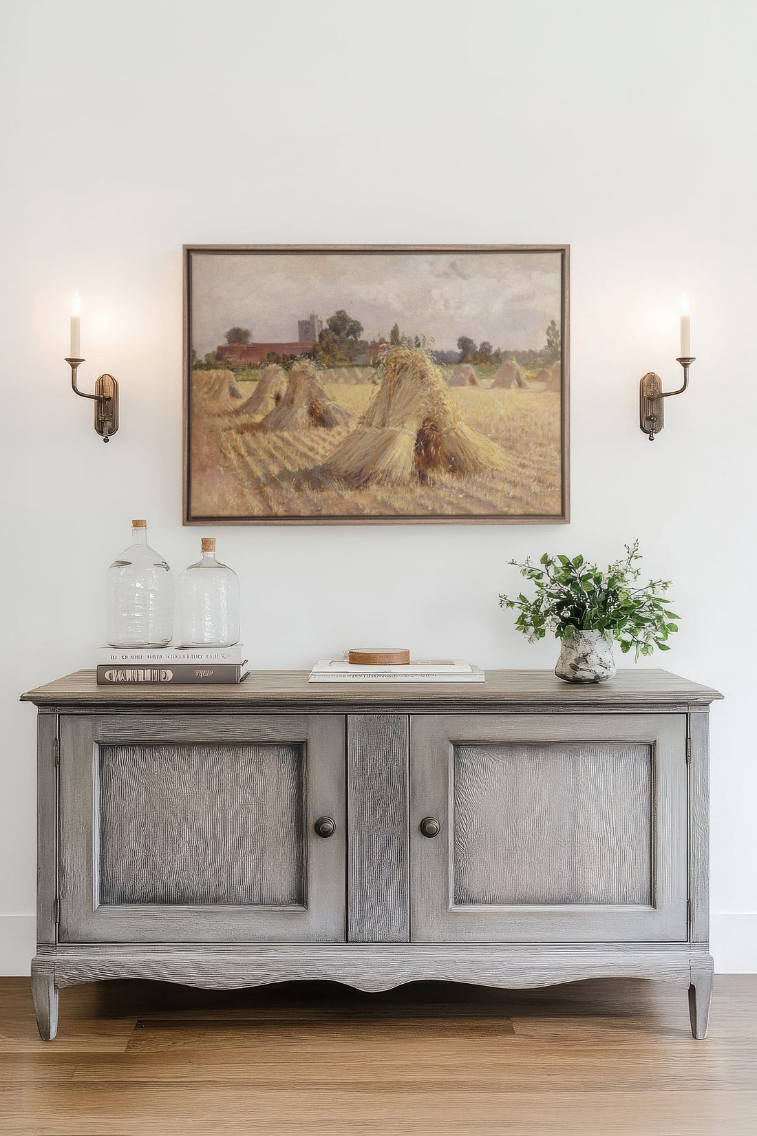 OLEKA CANVAS - CHAMPS DES SOUVENIRS, Oeuvre sur toile étirée, encadré Brun Chêne