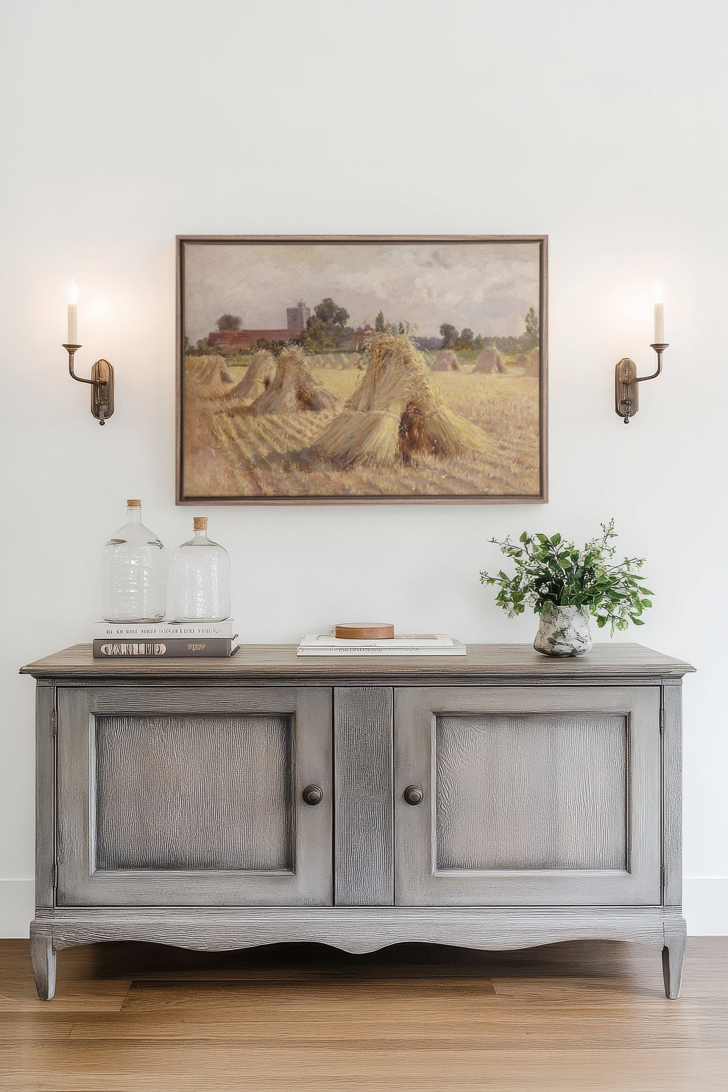 OLEKA CANVAS - CHAMPS DES SOUVENIRS, Oeuvre sur toile étirée, encadré Brun Chêne