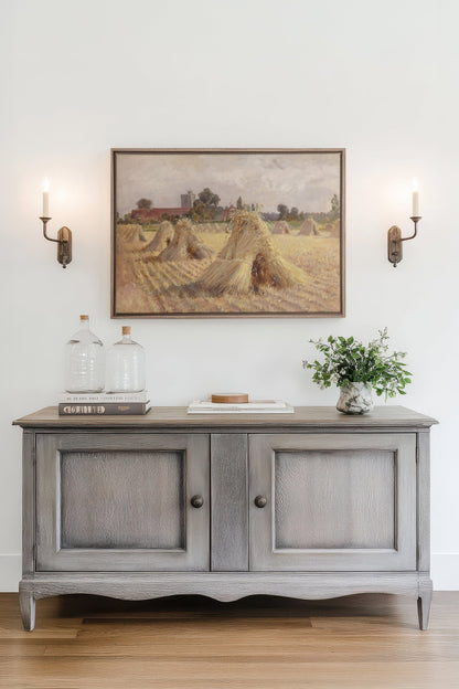 OLEKA CANVAS - CHAMPS DES SOUVENIRS, Oeuvre sur toile étirée, encadré Brun Chêne