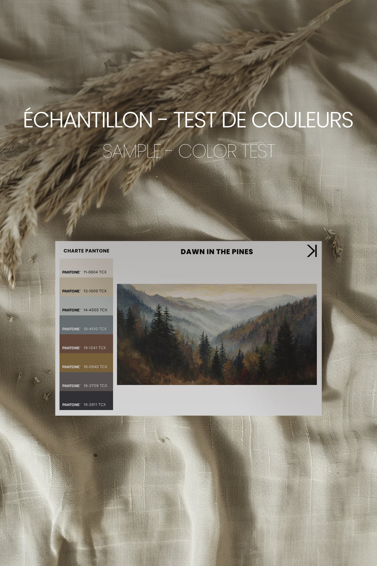 DAWN IN THE PINES, Oeuvre sur toile étirée, encadré Naturel Clair