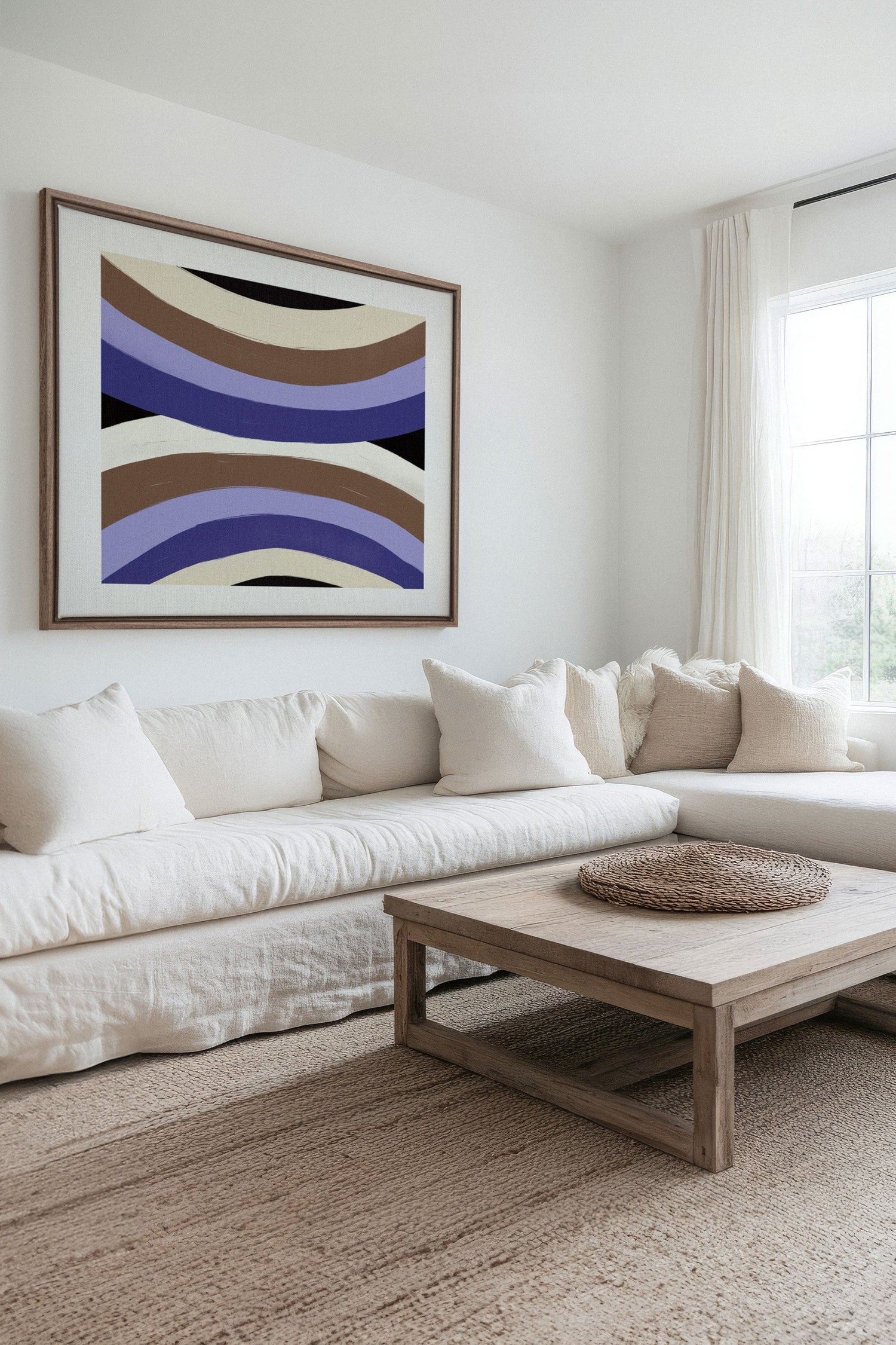 OLEKA CANVAS - FLOW OF SHADES, Oeuvre sur toile étirée, encadré Brun Chêne