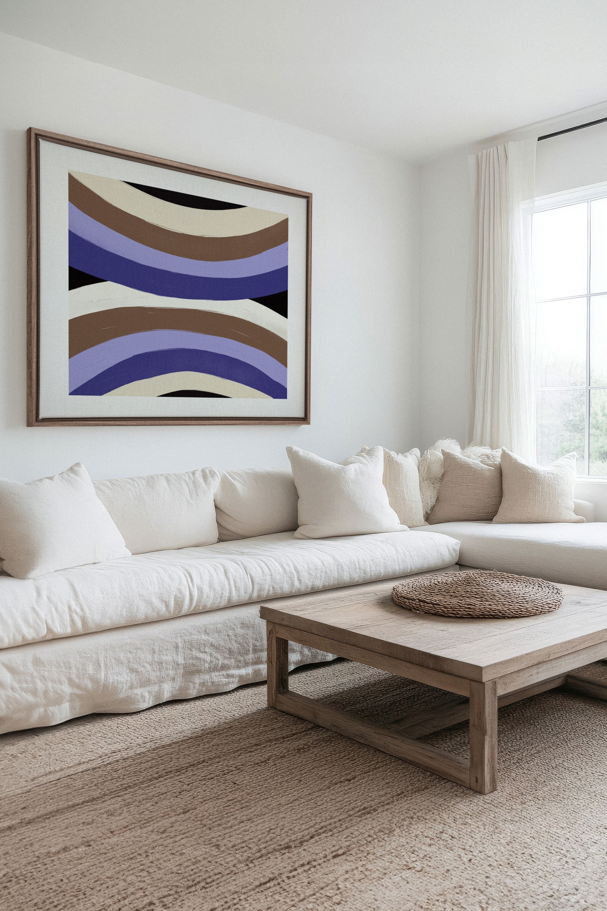 OLEKA CANVAS - FLOW OF SHADES, Oeuvre sur toile étirée, encadré Brun Chêne