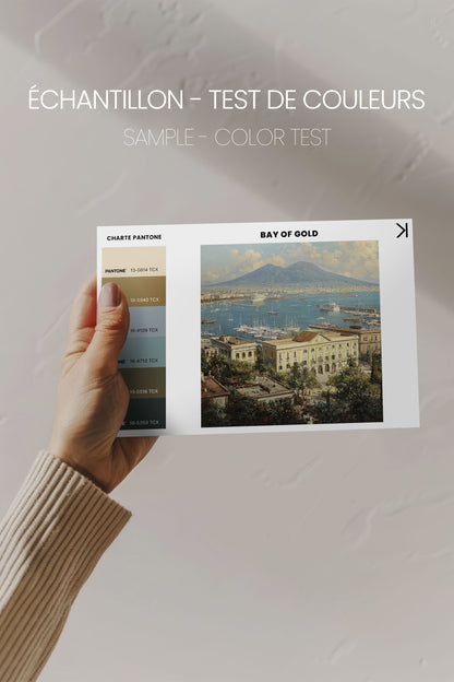 OLEKA CANVAS - BAY OF GOLD, Oeuvre sur toile étirée, encadré Naturel Clair