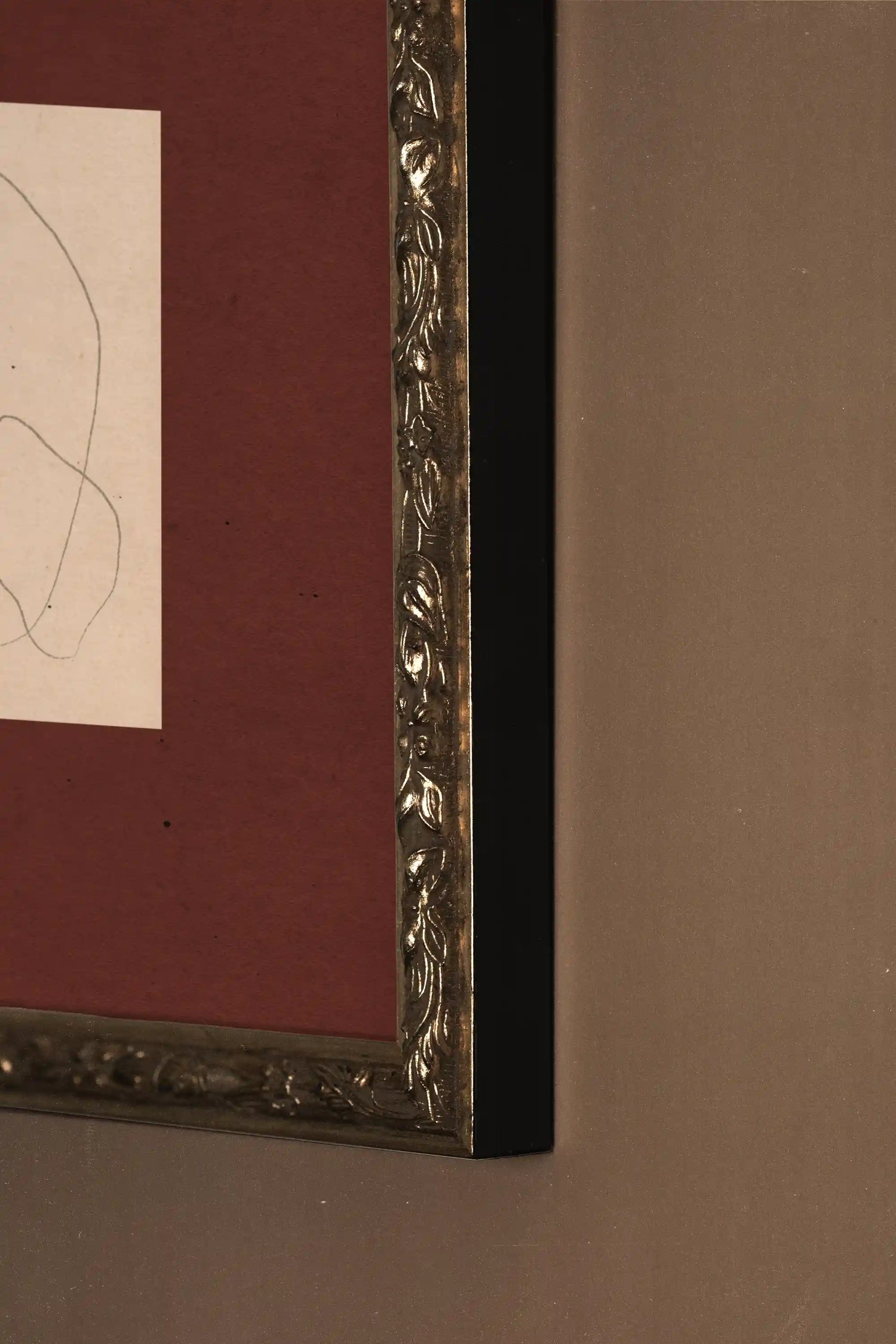 SOFT OUTLINE, Work on canvas, framed Vintage Silver