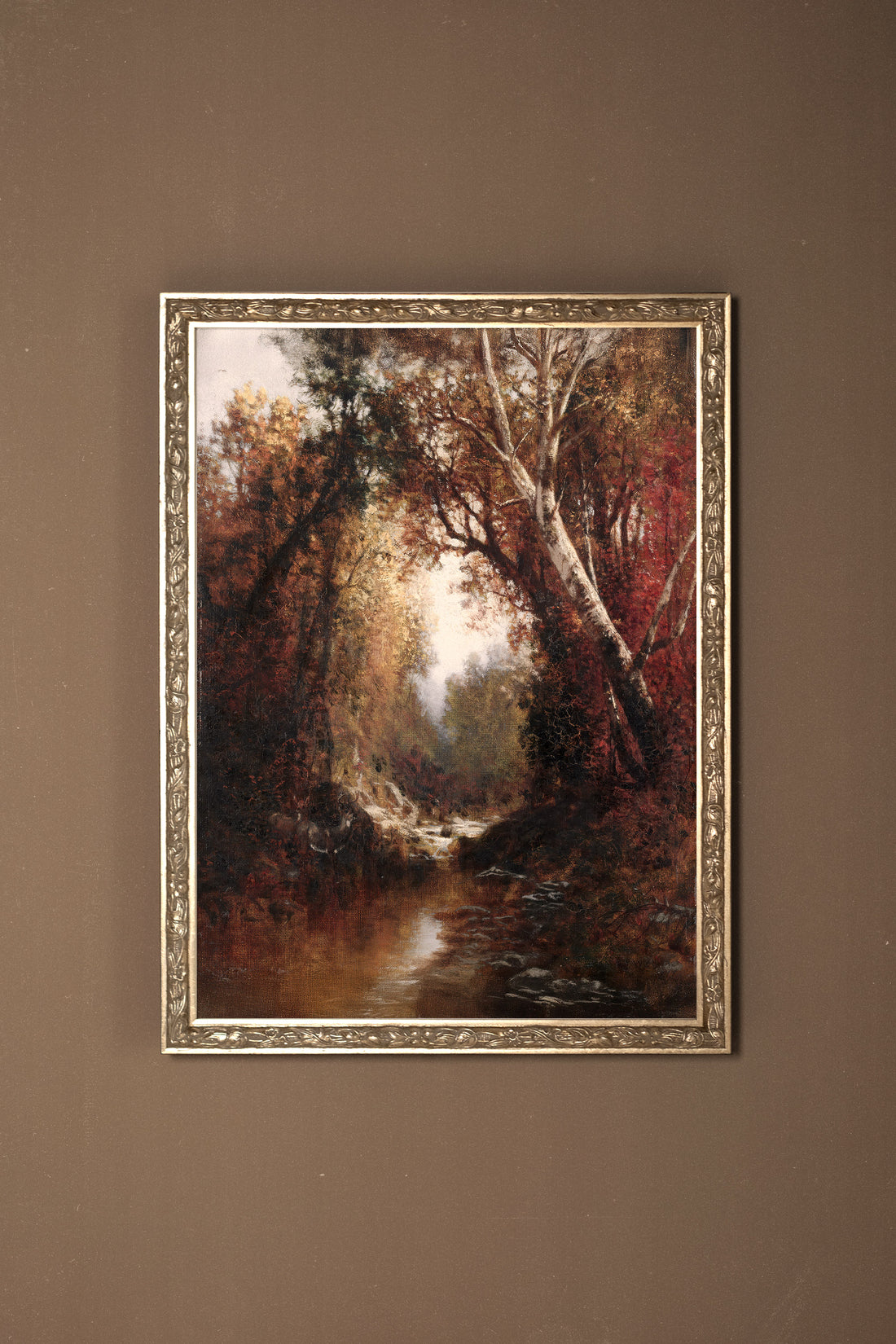 AUTUMN GLADE, Oeuvre sur toile étirée, encadré Vintage Argent