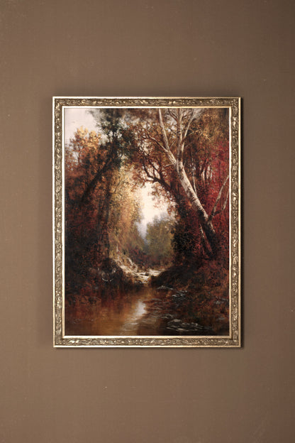 AUTUMN GLADE, Oeuvre sur toile étirée, encadré Vintage Argent
