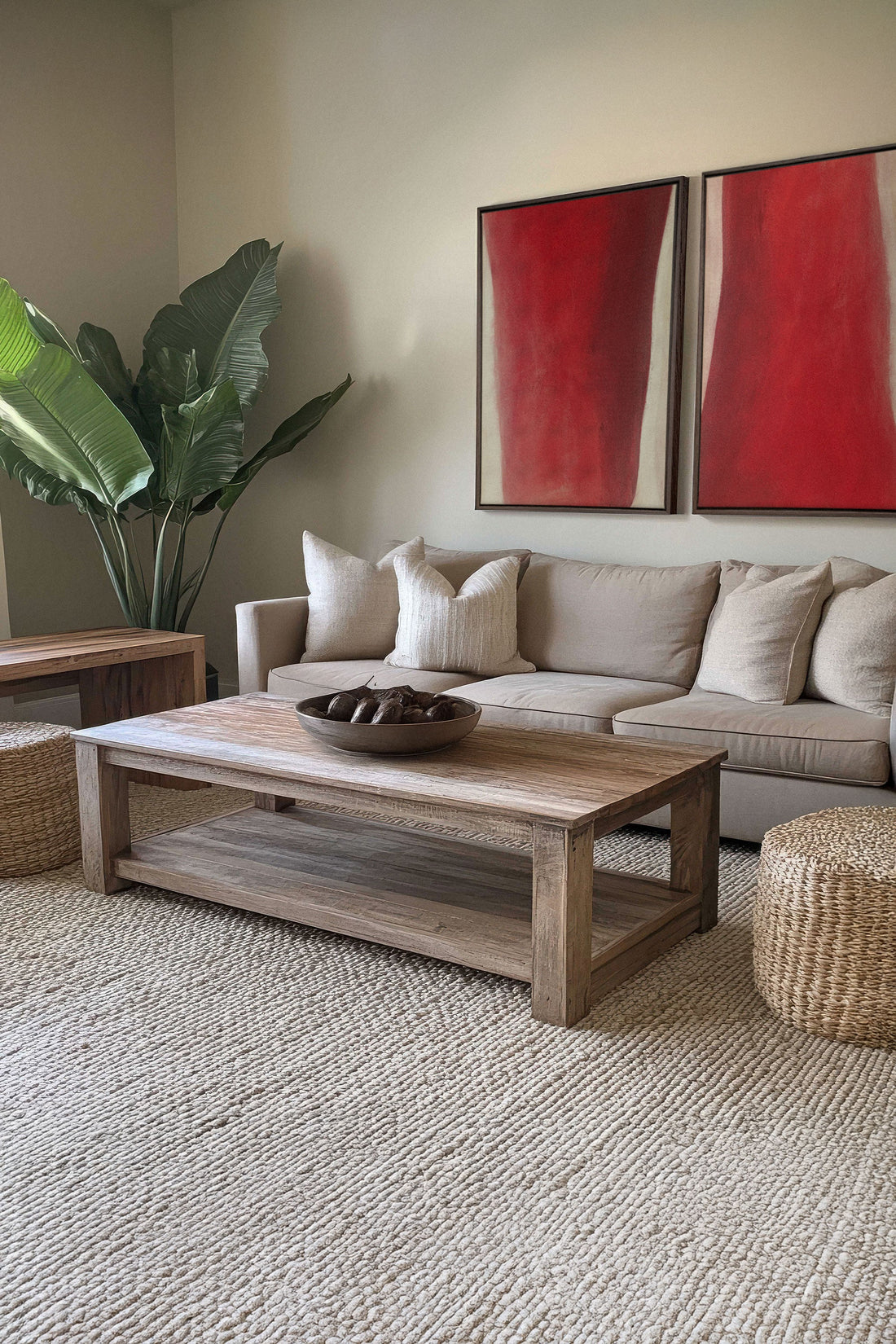 OLEKA CANVAS - TWIN FLAMES, 2 Oeuvres sur toile étirée, encadré Brun Noyer