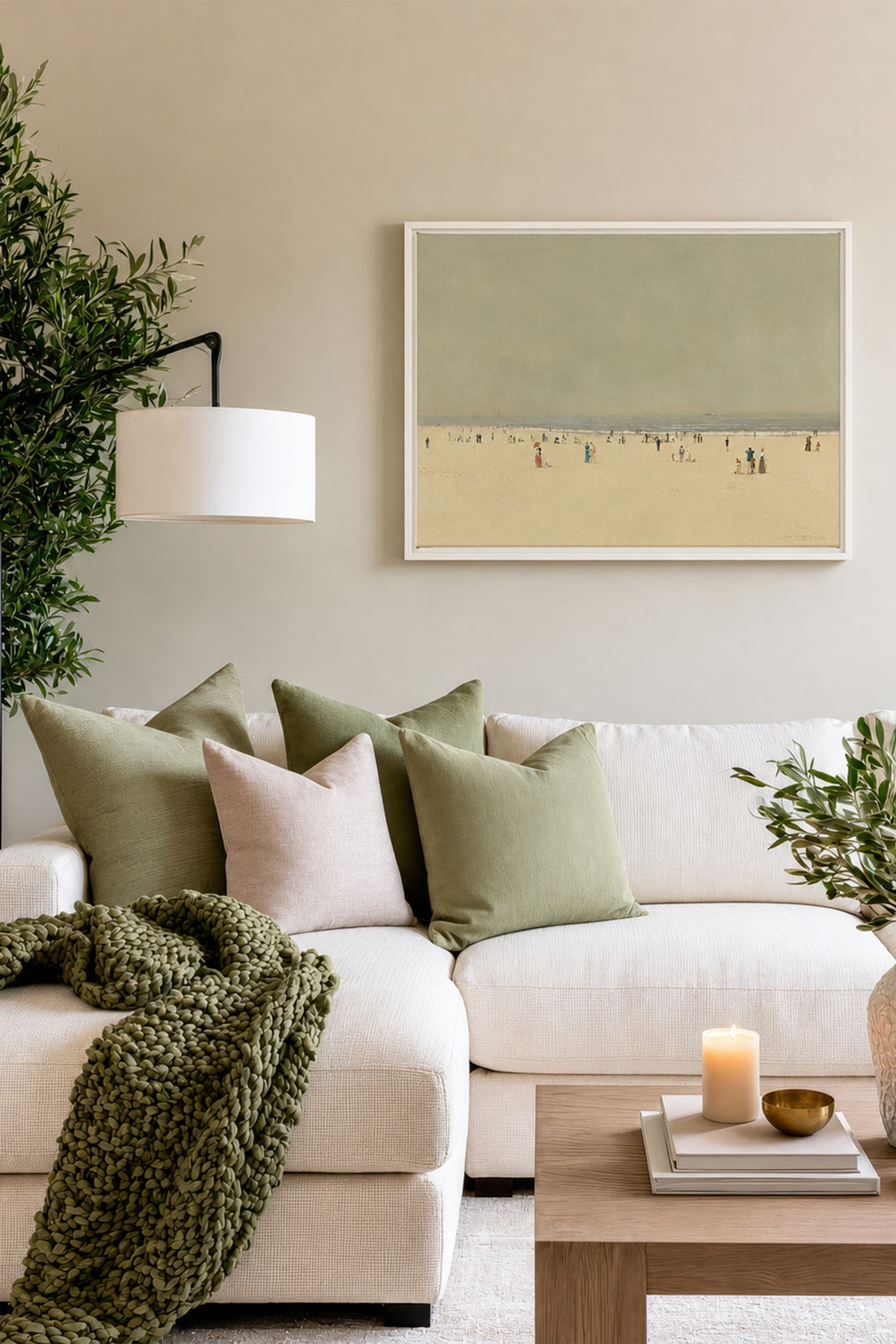 RÊVE DE RIVAGE, Oeuvre sur toile étirée, encadré Blanc