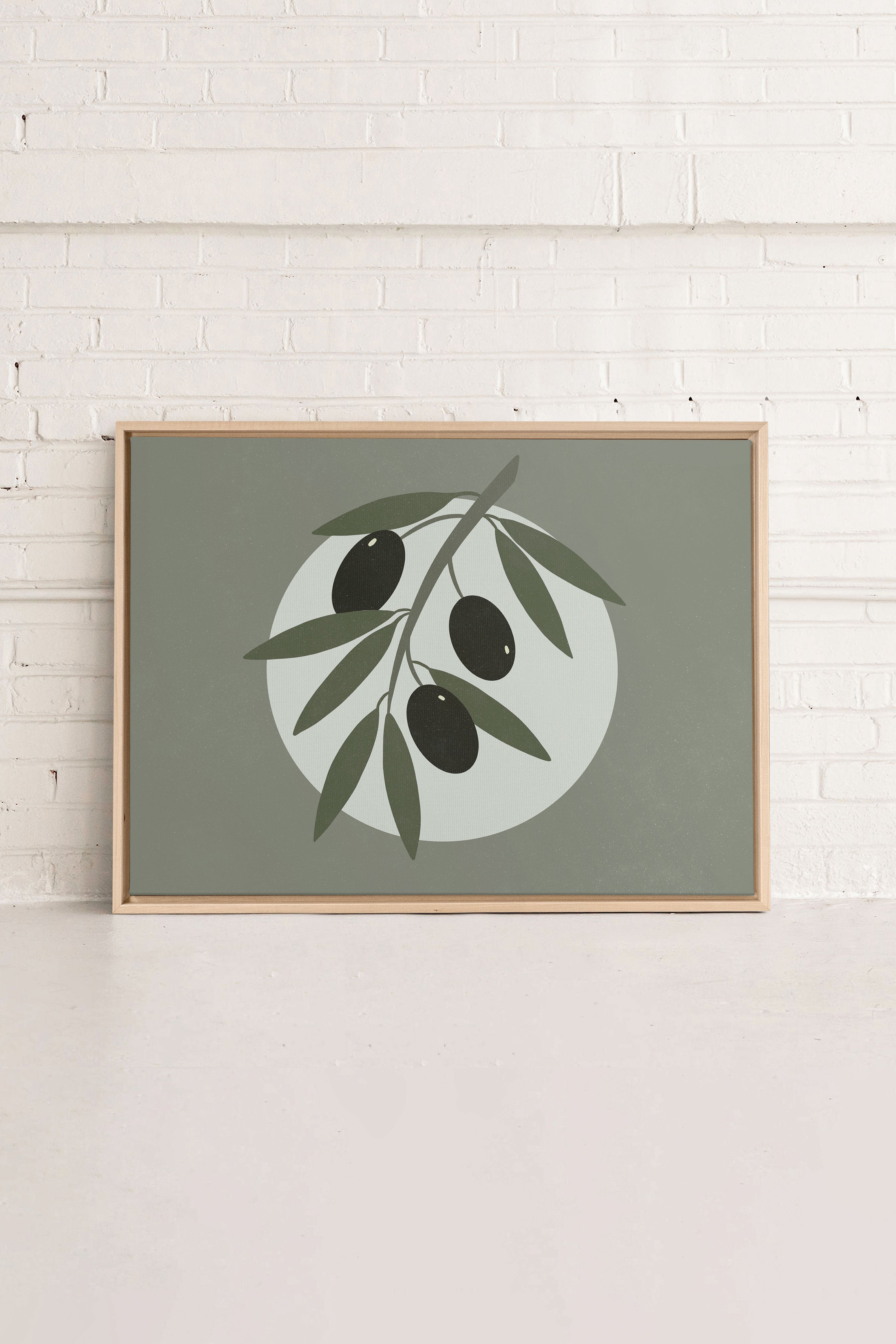 OLEKA CANVAS - OLIVE MOON, Oeuvre sur toile étirée, encadré Naturel Clair